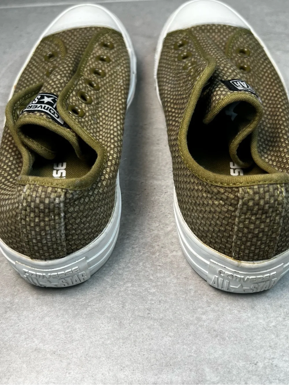 Converse Olive Green Slip-On Woven Canvas Sneakers